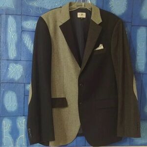 Marc Ecko Colorblock Navy and Grey Blazer - Cut & Sew